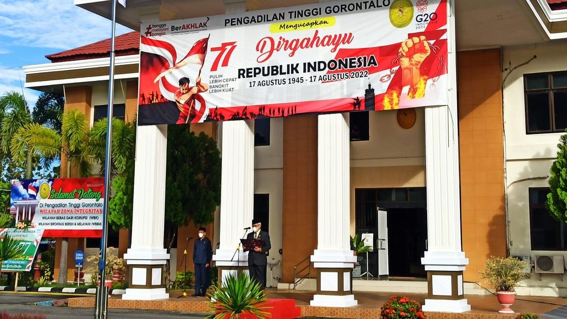 Upacara Peringatan Hari Ulang Tahun Mahkamah Agung RI Ke-77 pada Pengadilan Tinggi Gorontalo