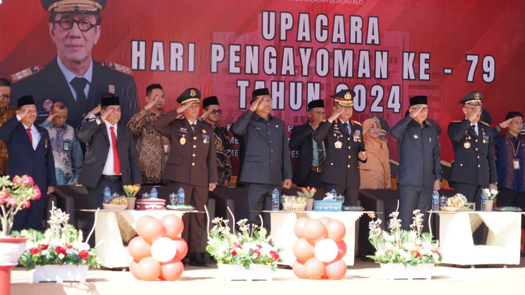 Pengadilan Tinggi Gorontalo Hadiri Upacara Hari Pengayoman ke-79 Kemenkumham Gorontalo